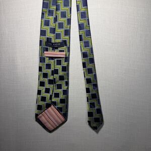 Ted Baker London 100% Silk Tie Geometric Green Blue Excellent Condition